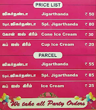 Madurai Famous Jigarthanda menu 3