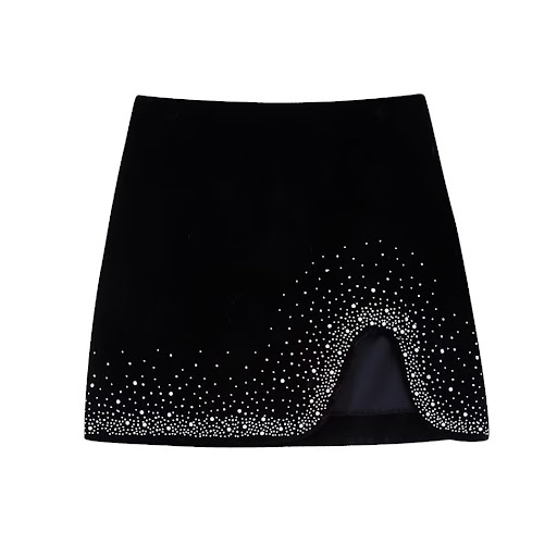 Title 3, Womens High-Waisted Bright Velvet Skirt. Eleva...