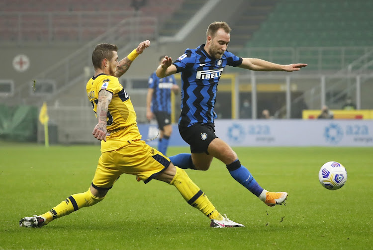 Inter Milan’s Christian Eriksen in action with Parma’s Juraj Kucka