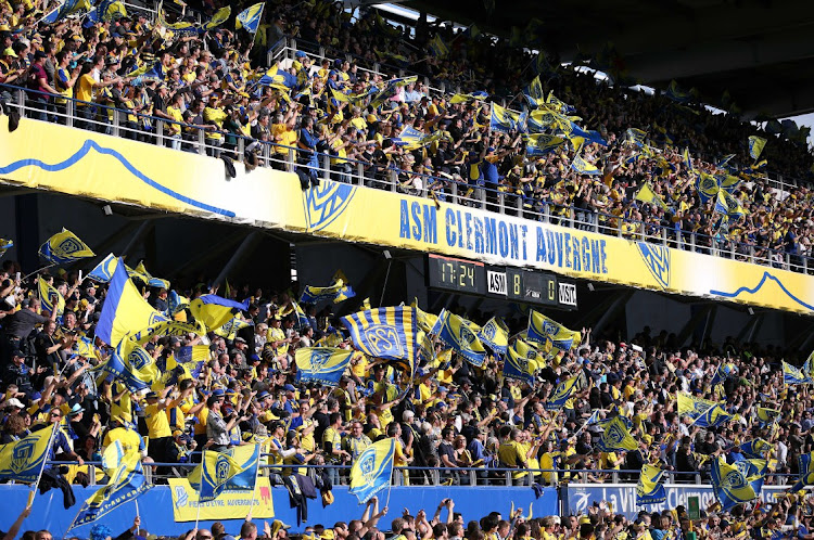 Clermont fans celebrate a try against Leicester Tigers in Stade Marcel-Michelin in Clermont-Ferrand, France. Picture: ACTION IMAGES/PAUL CHILDS/LIVEPICTURES