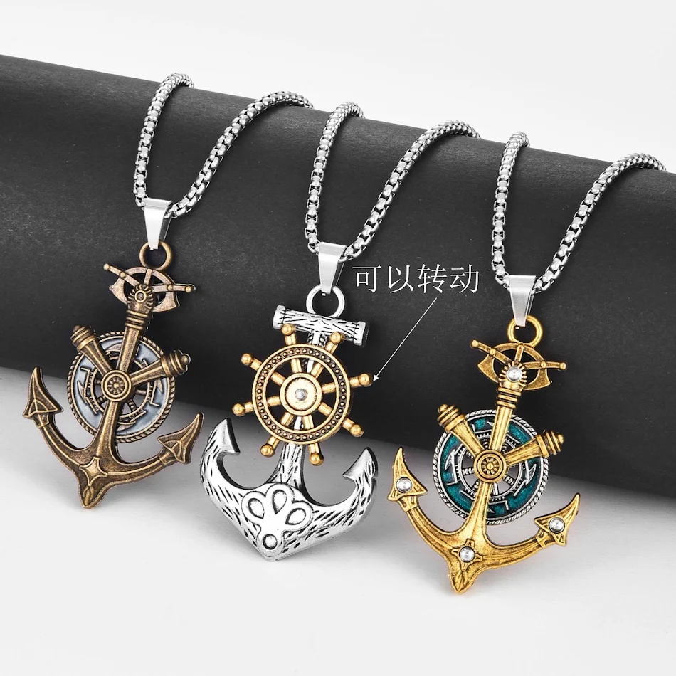 Colar Âncora Vintage Moda Streetwear Hip Hop para Mulheres e Homens. Corrente de suéter estilosa para um visual urbano e moderno.