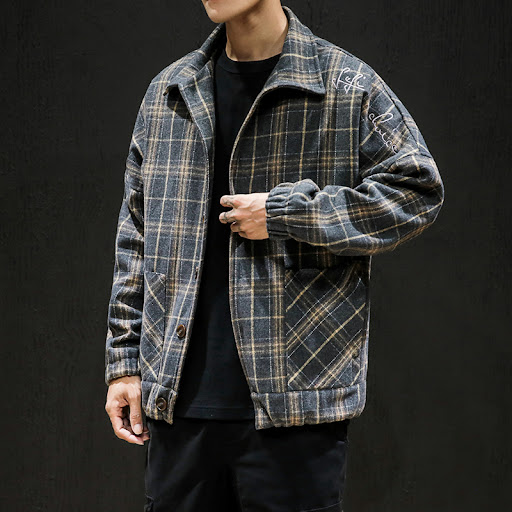 Title 4, Mens Plaid Popular Casual Clothes Trend Jacket...