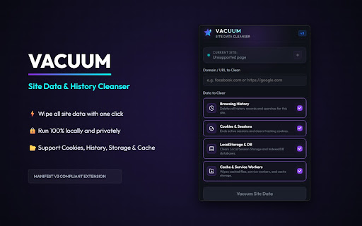 Vacuum - Site Data & History Cleanser screenshot 1