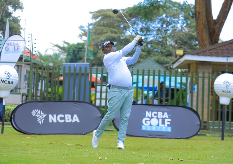 Ruiru Sports Club's Chris Karimi in action during his home club's leg of the NCBA Golf Series