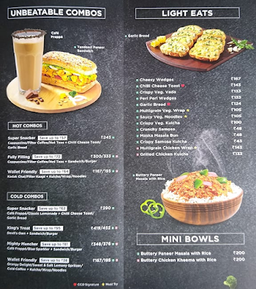 Cafe Coffee Day menu 