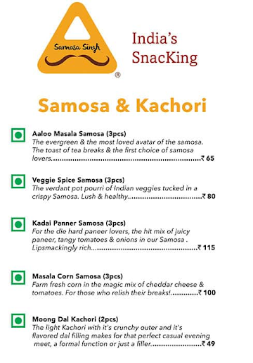 Samosa Singh menu 