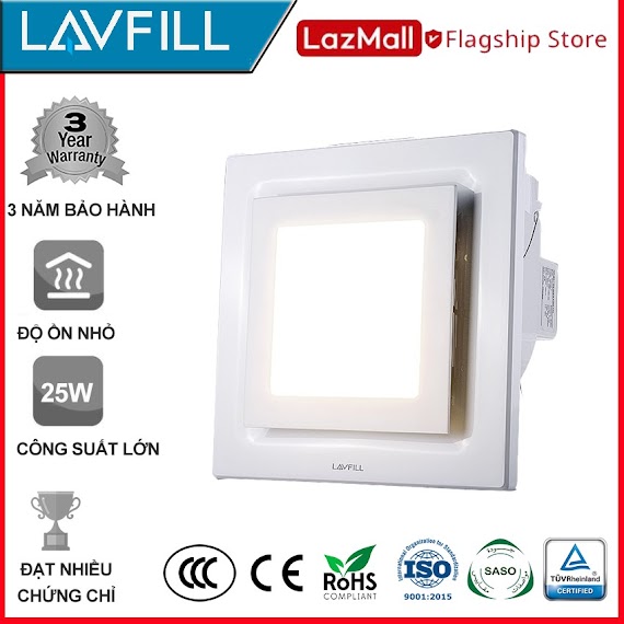 Quạt Thông Gió Âm Trần Mặt Vuông Có Đèn Led Lavfill Lfcv - 16Ll/1