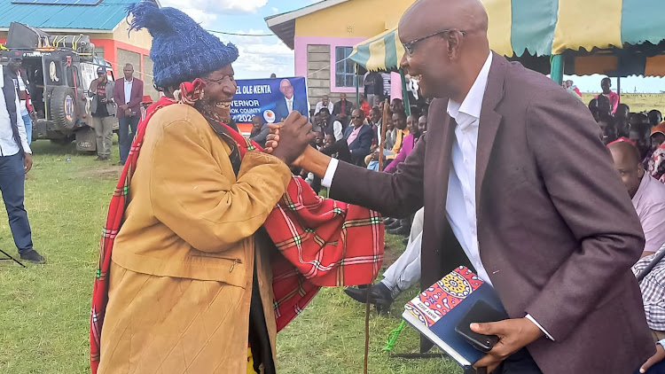 Narok North MP Moitalel ole Kenta during a political rally at Aitong, Narok West. on Sunday, May 1.