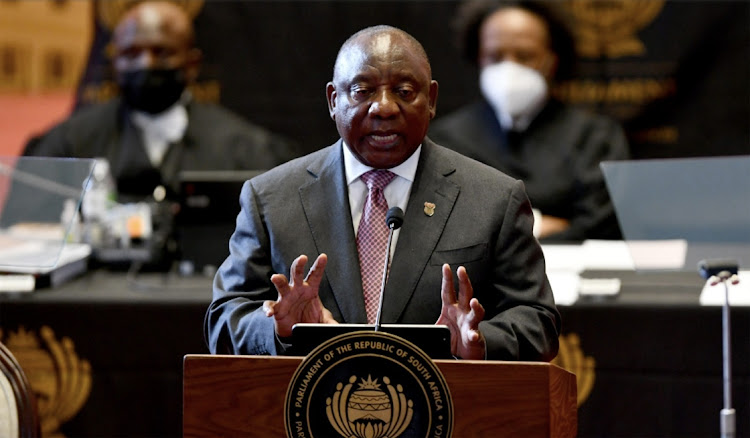 President Cyril Ramaphosa delivers last year’s state of the nation address in the Cape Town City Hall. File photo.