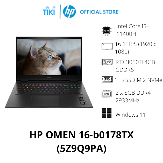 Laptop Gaming Hp Omen 16 - B0178Tx 5Z9Q9Pa (I5 - 11400H, Rtx 3050 Ti 4Gb, Ram 16Gb Ddr4, Ssd 1Tb, 16.1 Inch Ips 144Hz Fhd) - Hàng Chính Hãng