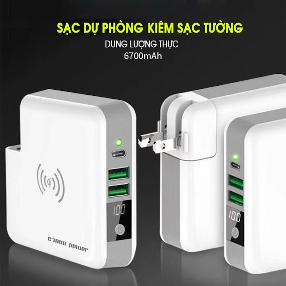 Pin Sạc Dự Phòng Kiêm Cốc Sạc Trực Tiếp C'mon Power 6700Mah (Dung Lượng Thực)