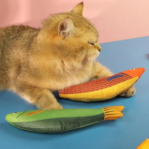 Catnip Pet Cat Fish Shape Toy Pet Chew Plush Toy Bite-resistant Tear-Resistant Teeth Protection Pet Chew Plush Interacti