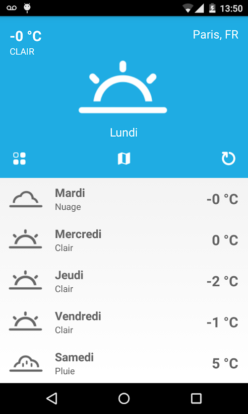 Android application Météo screenshort