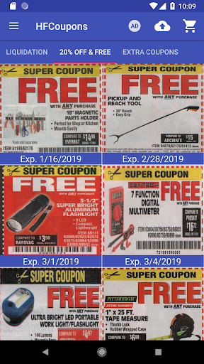 Screenshot Coupons for Harbor Freight
