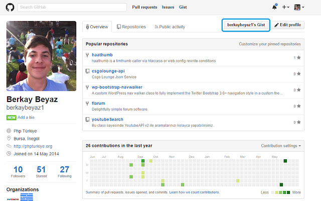 Github Gist Extension chrome extension