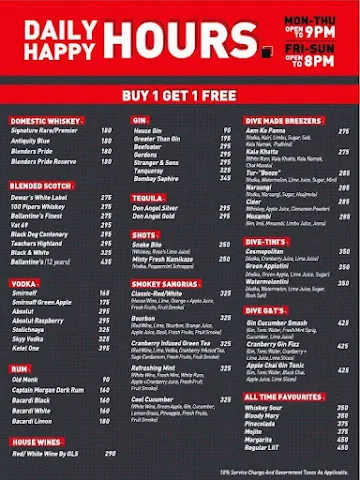 Kalaghoda Dive menu 