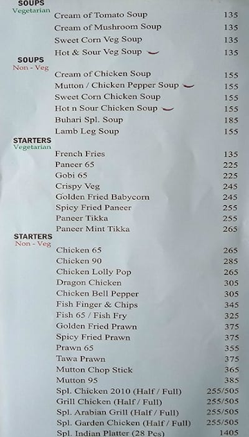 Buhari Kanathur menu 