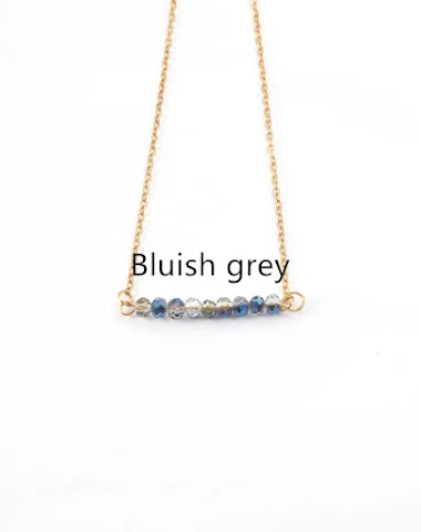 4mm Glass Stone Necklace Stainless - 3