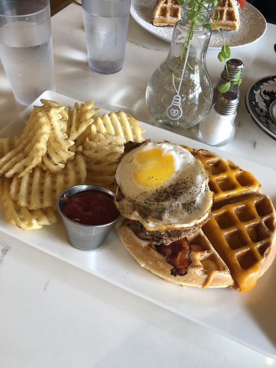 Chicken and waffles with waffle fries! 100% gluten free :)