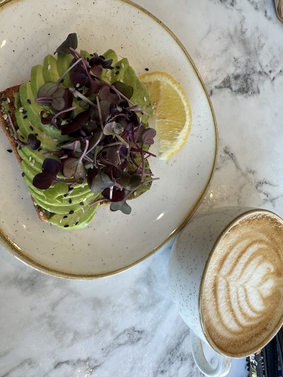 Green Toast and Orange Latte with Oat Milk