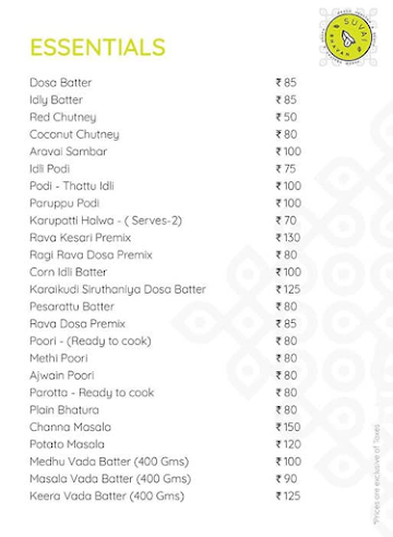 Suvai Bhavan menu 