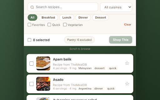 RecipeCart screenshot 1