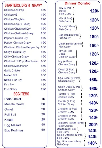 Dosa Corner menu 