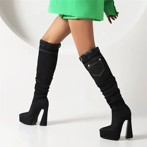 Title 9, Womens denim over knee boots with pointed toe,...