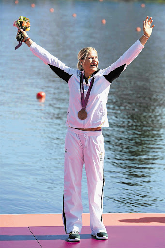 Bridgitte Hartley secured South Africa's fifth medal, a bronze, in the women's K1 500m sprint. The race was so nail-bitingly close that even after she had finished she wasn't sure that she had earned a place on the podium Picture: MIKE HEWITT/GETTY IMAGES