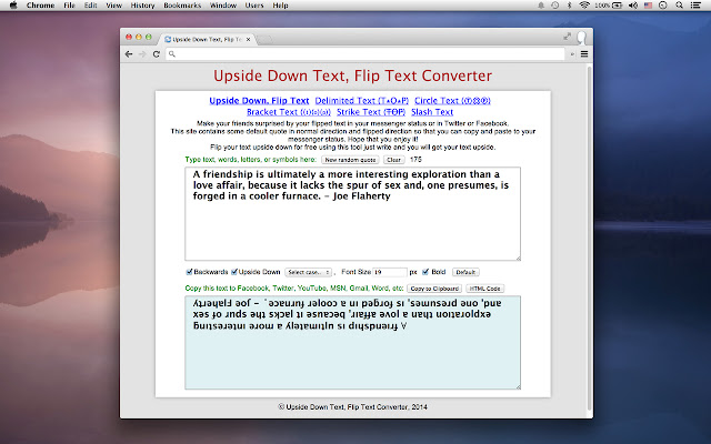 Flip Text for Social chrome extension