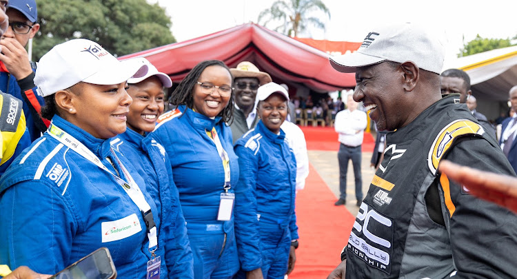 President William Ruto with the WRC Safari Rally women crews