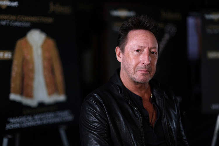 Julian Lennon poses for a photo during a preview of "Lennon Connection: The NFT Collection" at Julien's Auctions in Beverly Hills.