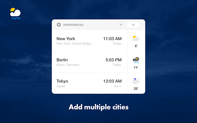 Weather & Time (multi-city) chrome extension