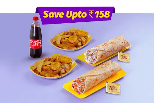 2 Classic Non-Veg Wraps With 2 Sides & Beverage Combo Meal