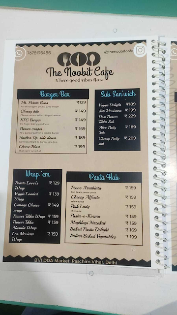 The Noobit Cafe menu 