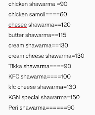 KGN Shawarma menu 1