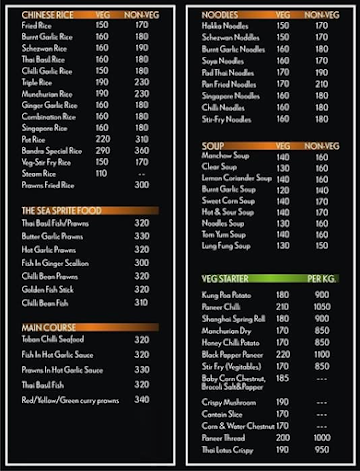 The Bandra Gymkhana menu 