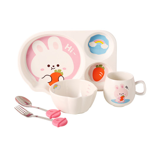 Title 2, Cute Rabbit Childrens Tableware Set Dinner Pla...