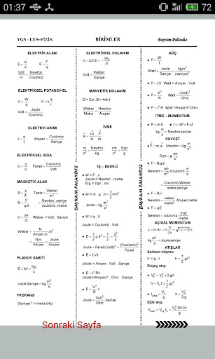 Fizik Formülleri