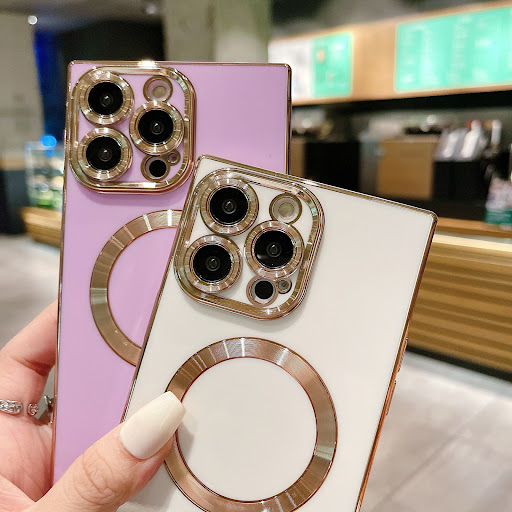 Title 15, Electroplated Square Magnetic Phone Case Solid ...