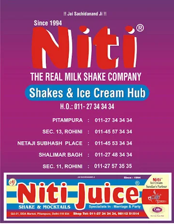 Niti Shake & Ice Cream Hub menu 