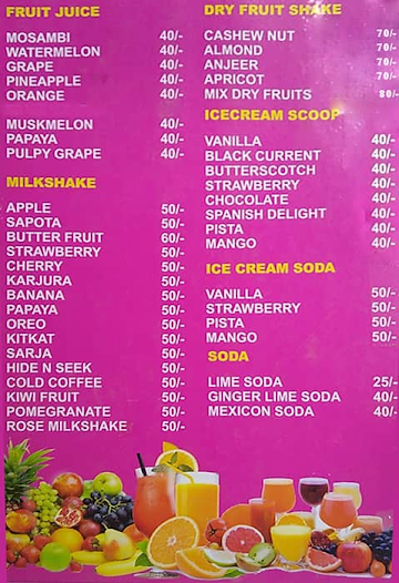 J M Juice Junction menu 