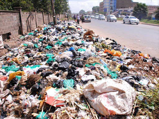 Garbage dumped at Pangani Junction in Nairobi.