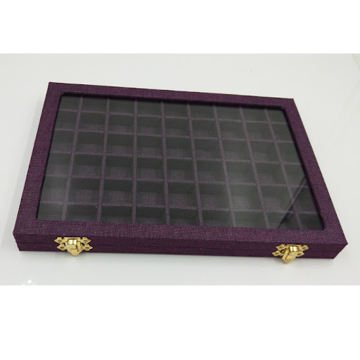 Title 18, Large Linen Jewelry Box with Glass Lid for Jewe...