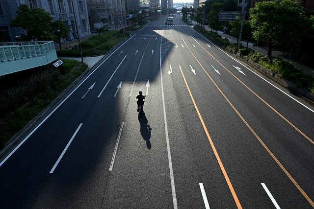 road, city, motorcycle