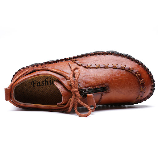 Title 6, Hand-stitched large size leather shoes. Experie...
