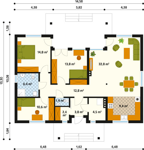 Borówka 2 dr-S - Rzut parteru