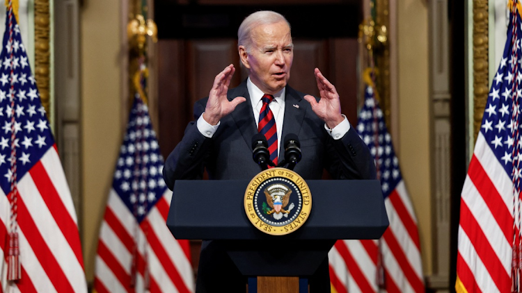 US President Joe Biden speaks about efforts to strengthen supply chains that effect economic and national security during the first meeting of the new White House Council on Supply Chain Resilience in Washington, US, on November 27 2023.