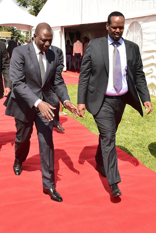 DP William Ruto with Mandera Governor Ali Roba on Tuesday, July 9, 2019.