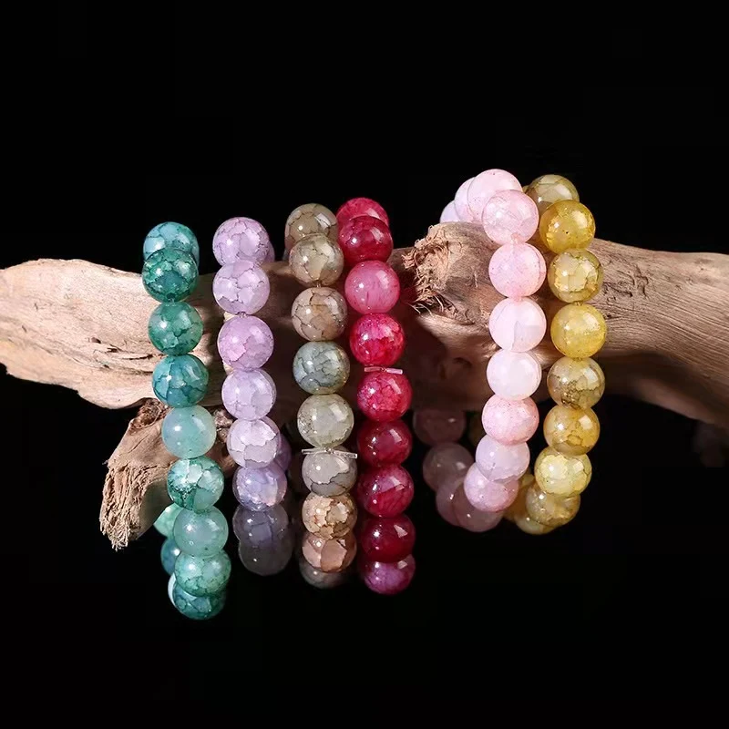 Title 11, Pulseira de jade quebrado e cristal rachado par...